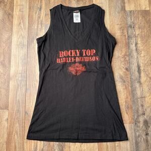 Harley Davidson Tank Top Women's Medium Black Motorcycle‎ V-Neck Tennessee 5886